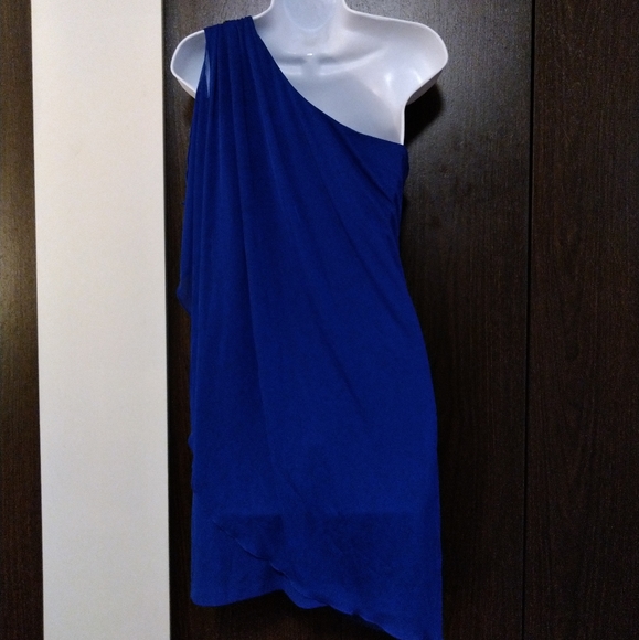 Royal Blue Sheer Overlay Dress - Picture 5 of 6